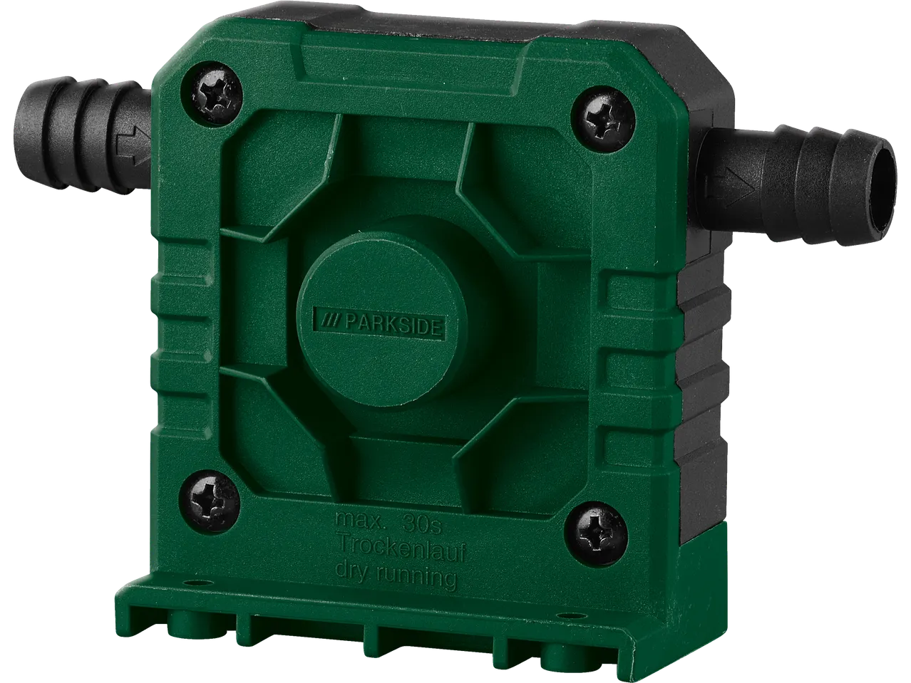 Parkside® dodaci za bušilicu: zelena pumpa sa crnim priključcima za crevo.