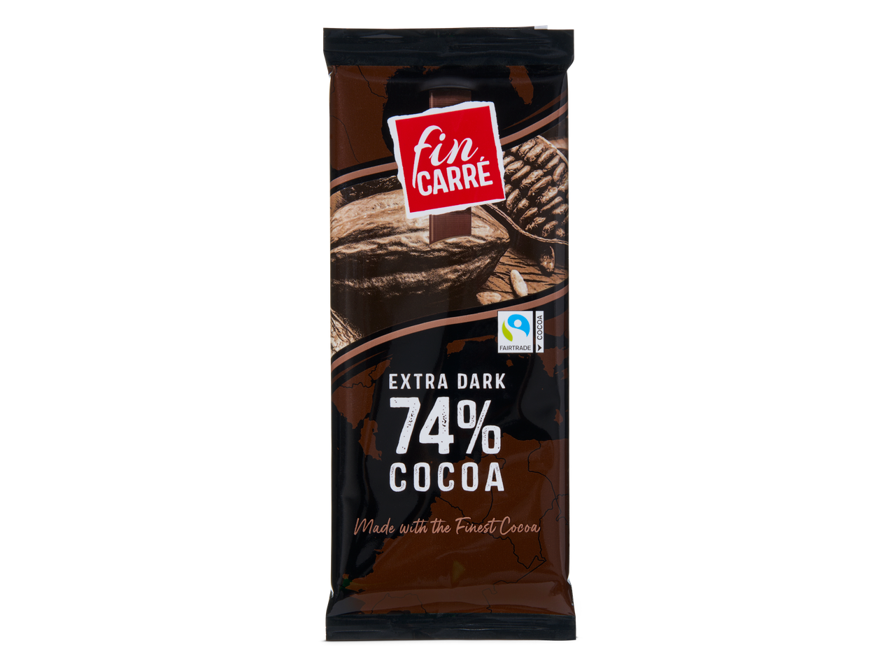 Fin Carré 74% extra pure cacao chocolade reep.