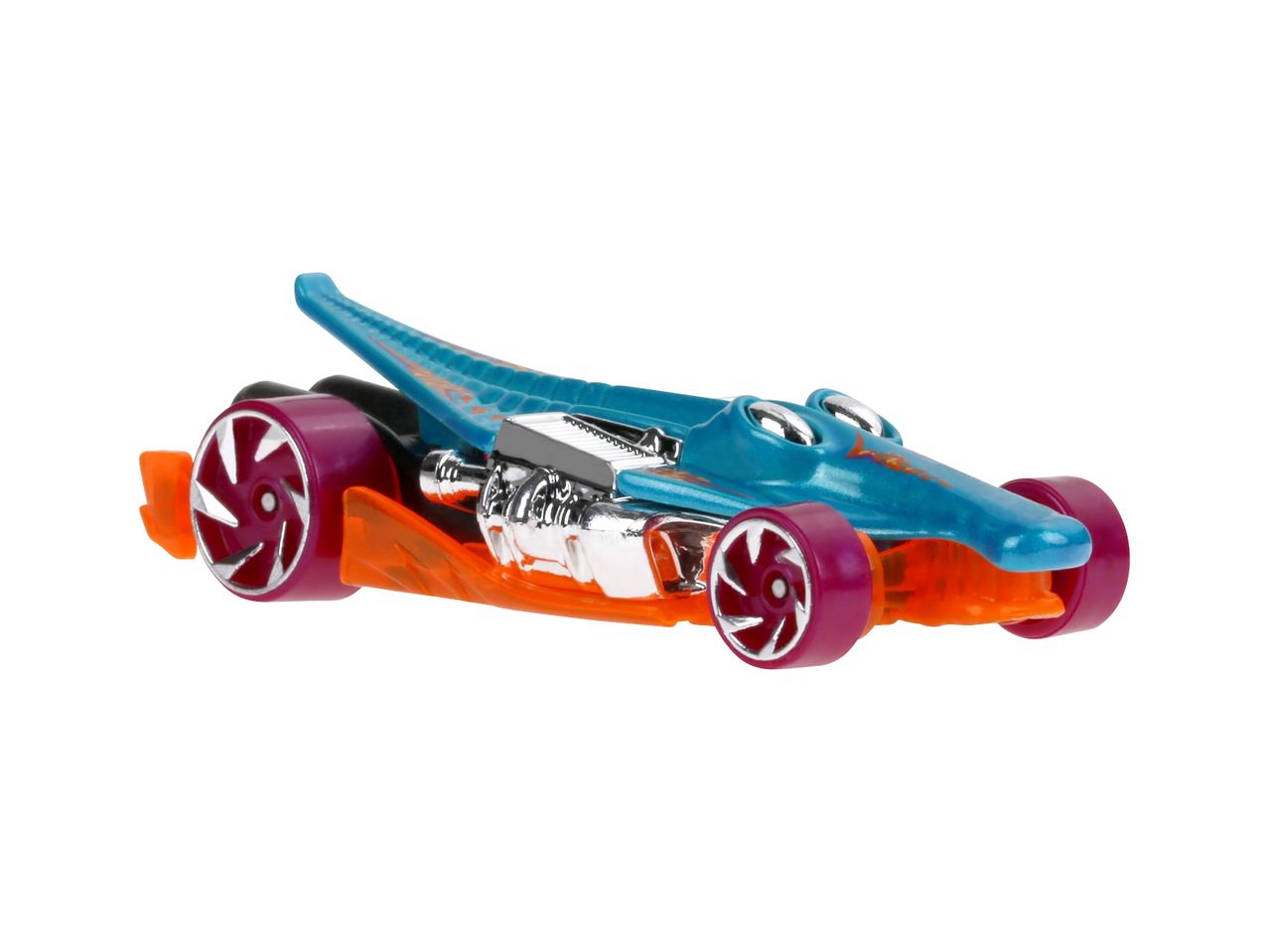 Синя детска количка Hot Wheels с оранжеви детайли.