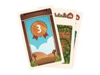 Three game cards, one showing a number 3 medal, another with farm icons, and a third with green leaves.