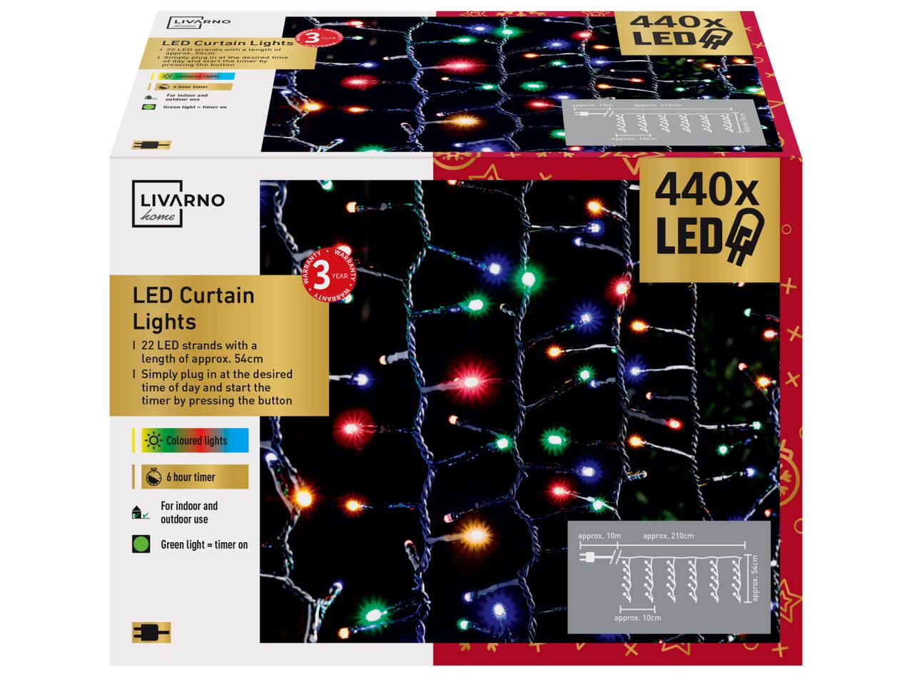 LIVARNO LED завеса от цветни лампички с 440 светодиода и 3-годишна гаранция.