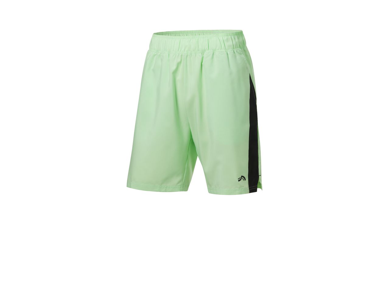 Light green sports shorts with a black side stripe.