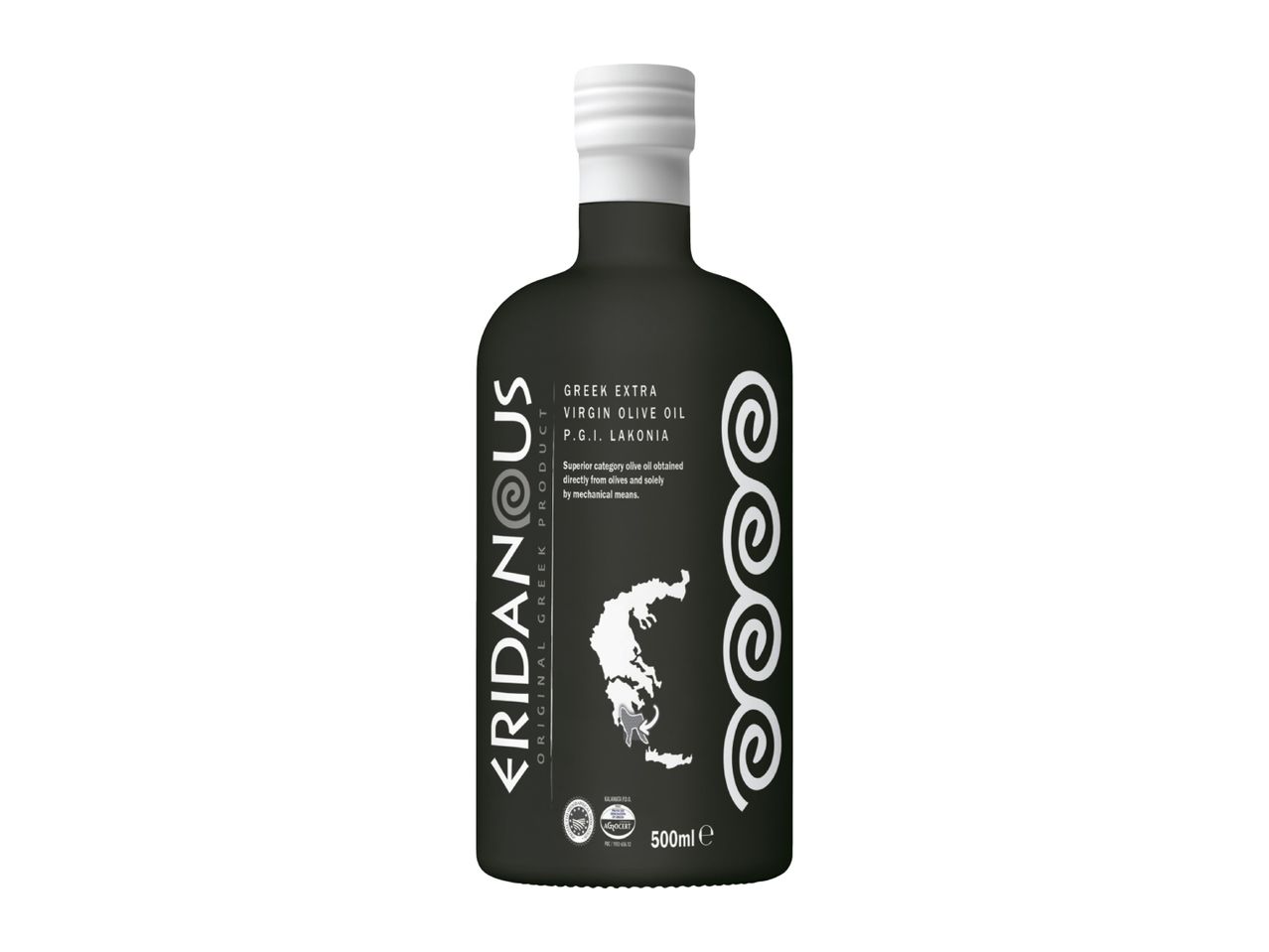 Eridanous Greek Extra Virgin Olive Oil P.G.I. Lakonia, 500ml bottle.