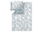 Duvet cover set with a white and blue leaf pattern