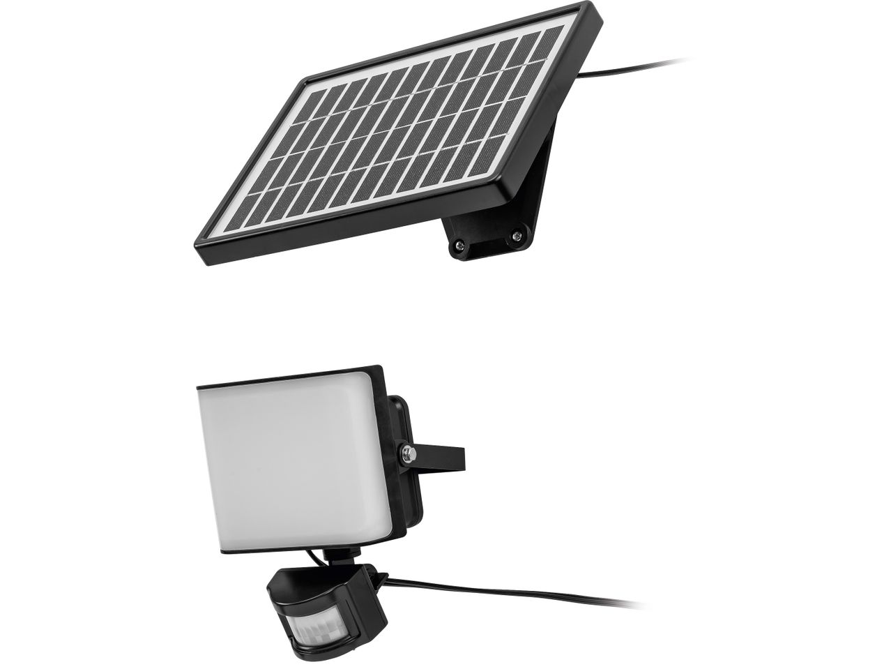 Слънчев панел и LED прожектор с датчик за движение.