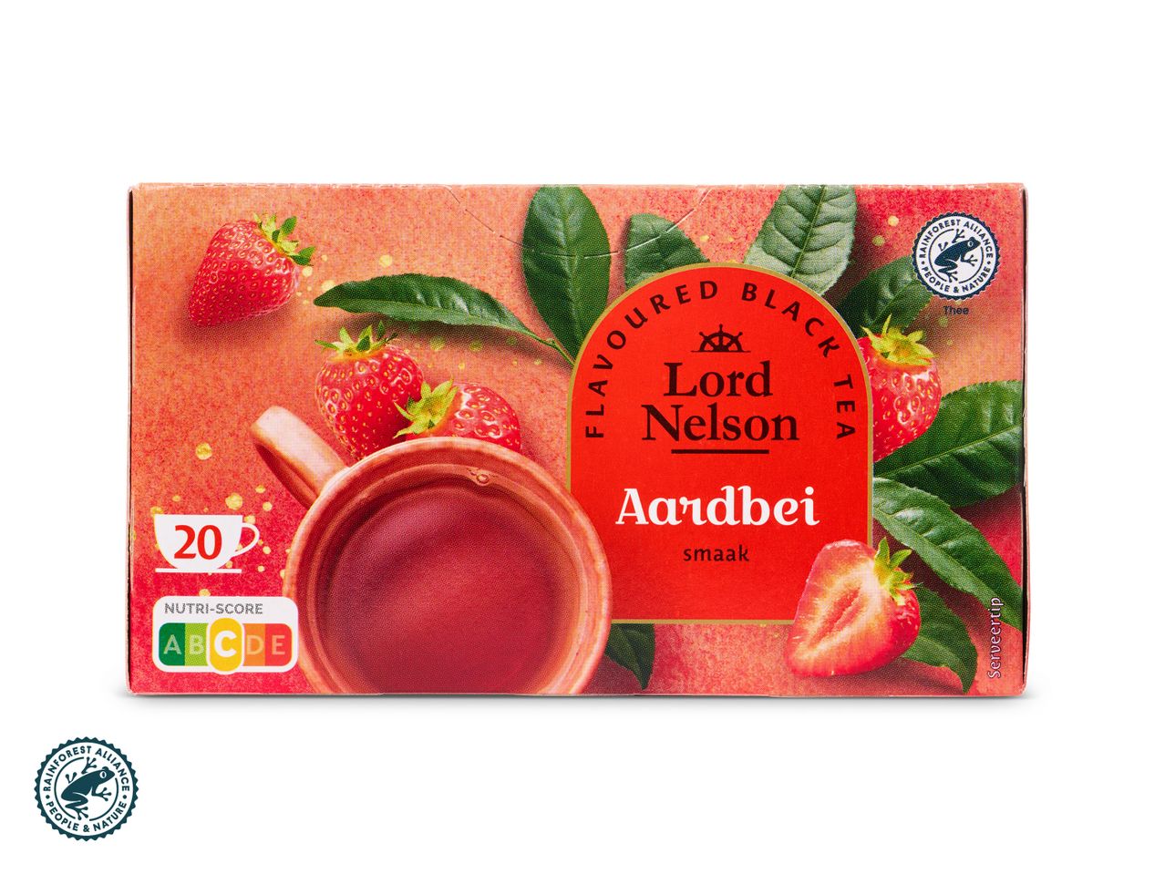 Doos aardbei-zwarte thee.
