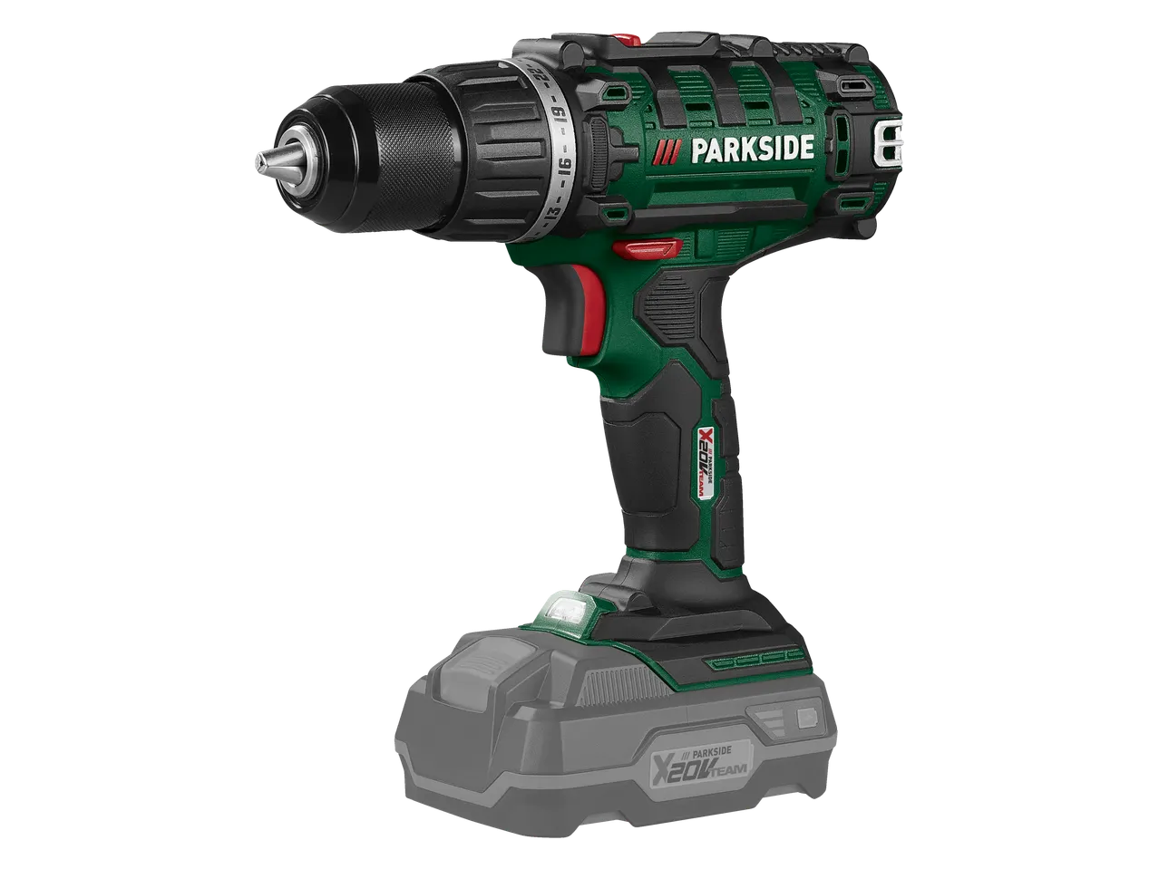 Parkside X20V Team cordless drill with battery.