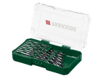 Parkside® drill bit set assortment in a green case with a clear lid