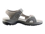 Grey outdoor sandal with adjustable straps and a durable sole.