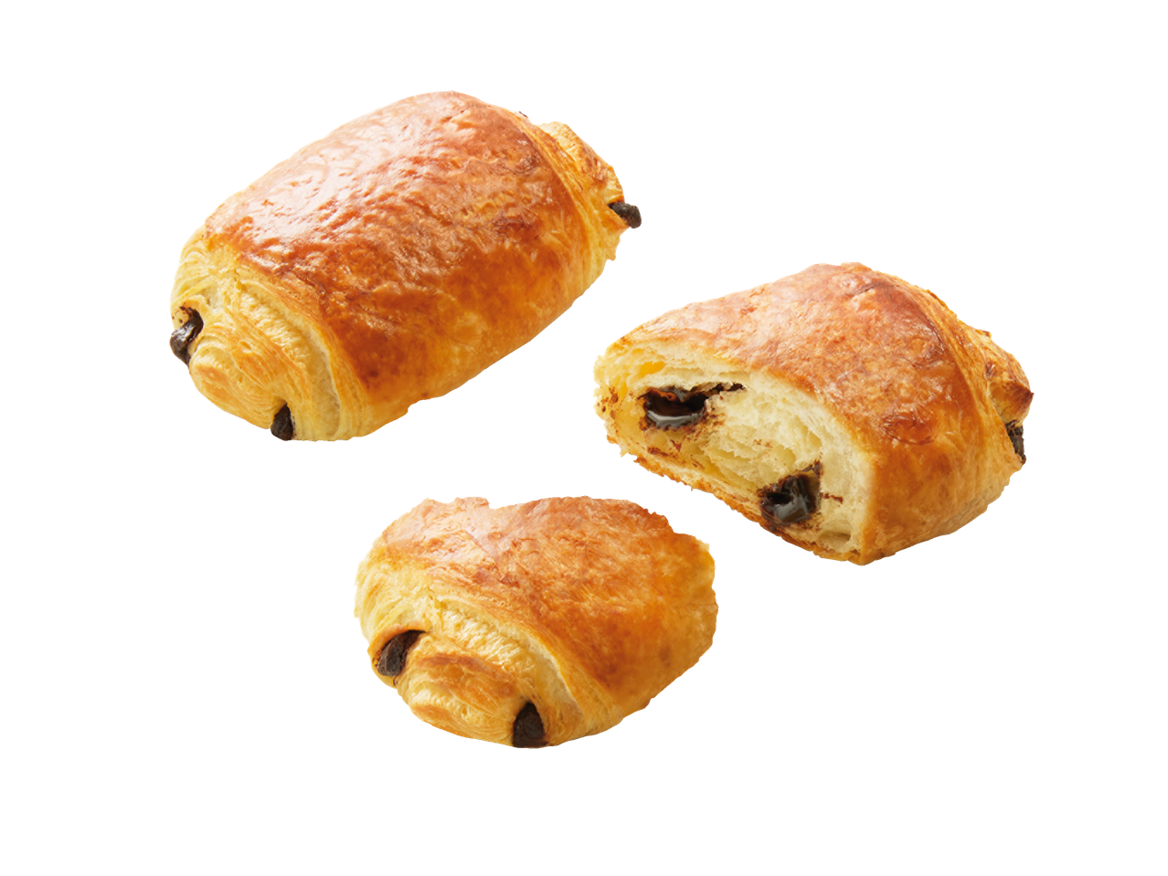 Trei croissante cu ciocolată.