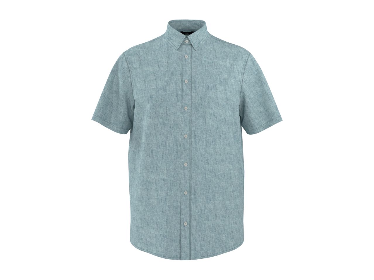 Light blue short-sleeved button-up shirt with a collar