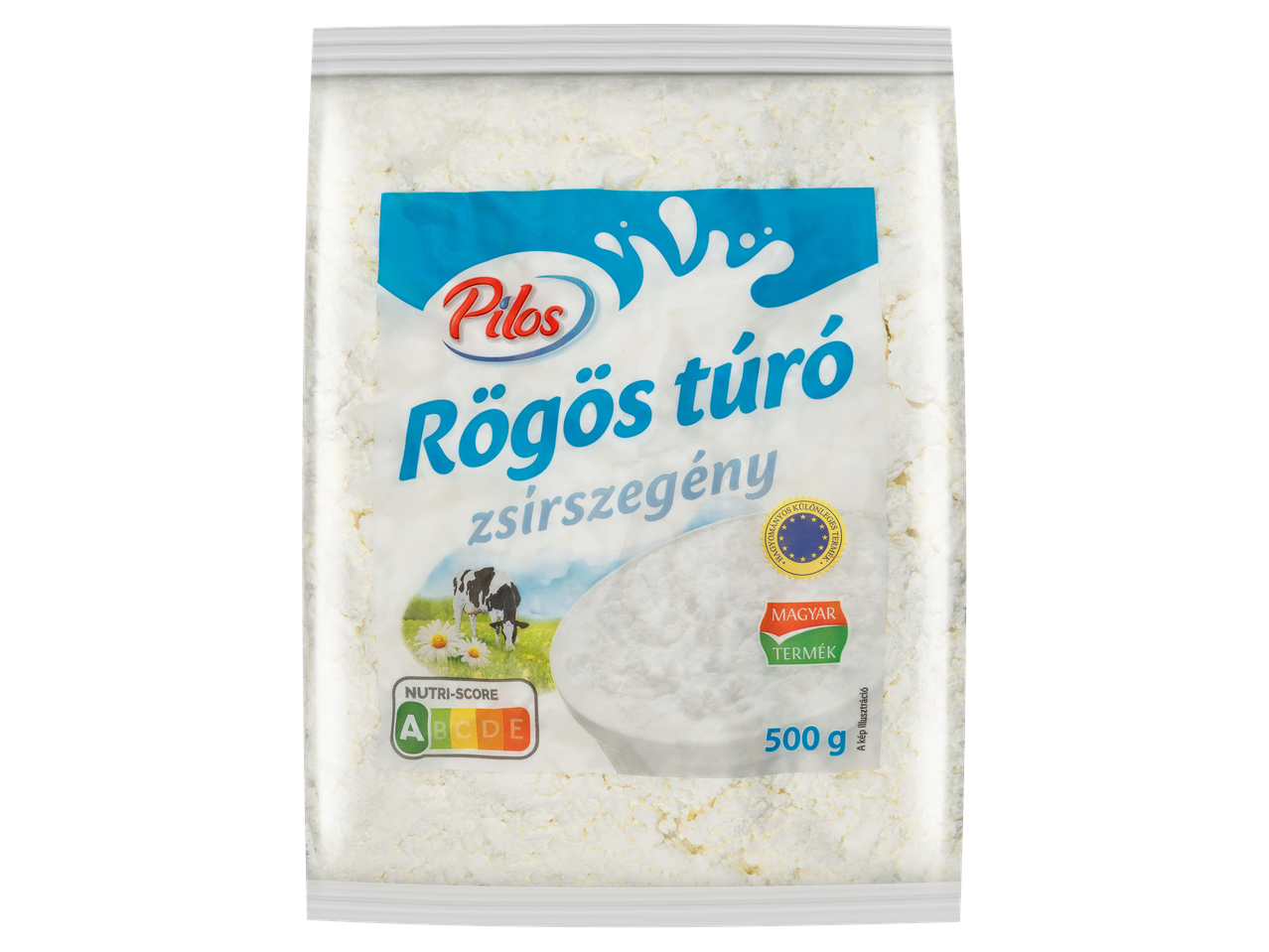 Zsírszegény rögös túró 500 g-os kiszerelésben.