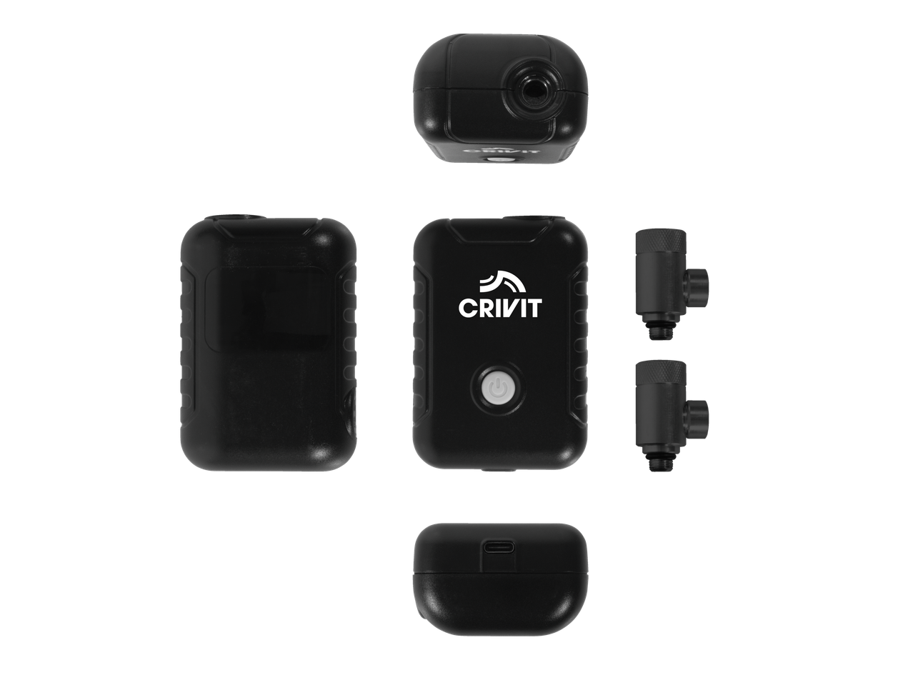 Bomba de bicicleta Crivit com acessórios.