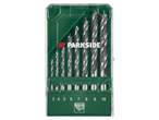 Conjunto de brocas para madeira, tamanhos de 3 a 10 mm, numa caixa verde