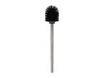Black toilet brush with a silver handle