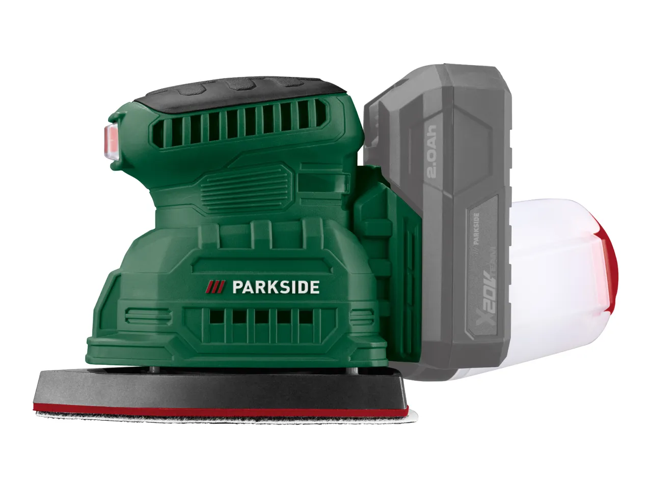 Cordless multi-sander with battery and dust collection box