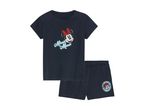 Boy's dark navy blue Mickey Mouse pajama set with short sleeves and shorts.
