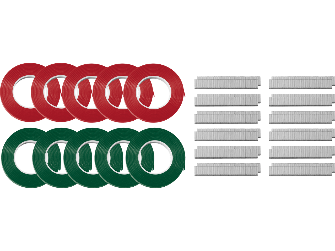 Rdeči in zeleni dvostranski trakovi ter sponke PARKSIDE za vezanje.