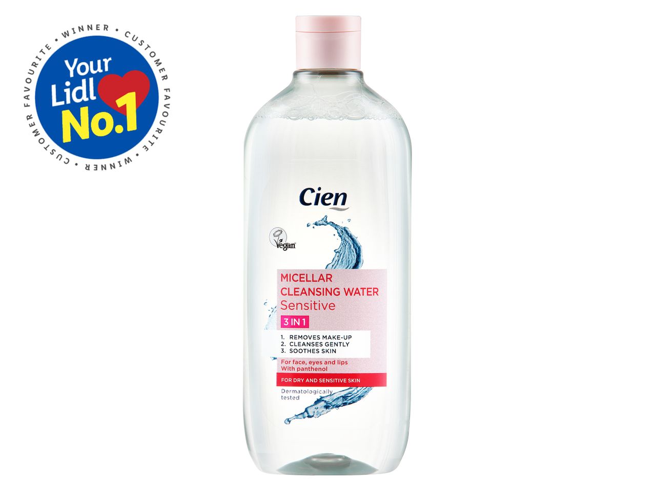 Cien Micellar Cleansing Water Sensitive, Lidl's No.1 product.