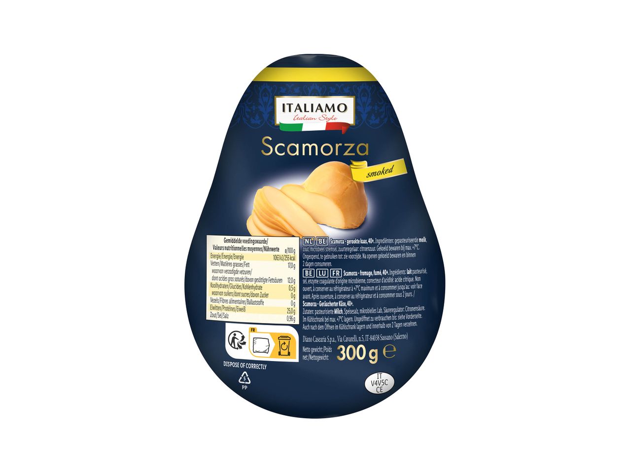 Emballage de Scamorza fumée Italamo de 300g.