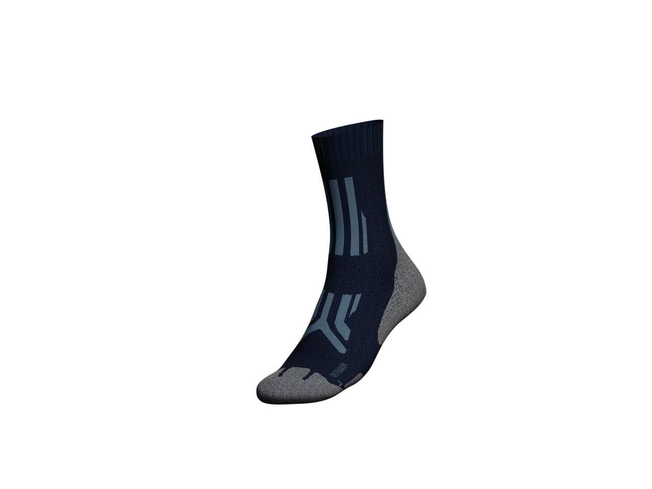 Hiking socks with gray-blue details.