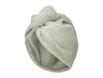 Light green microfiber hair towel wrap with a twisted knot design