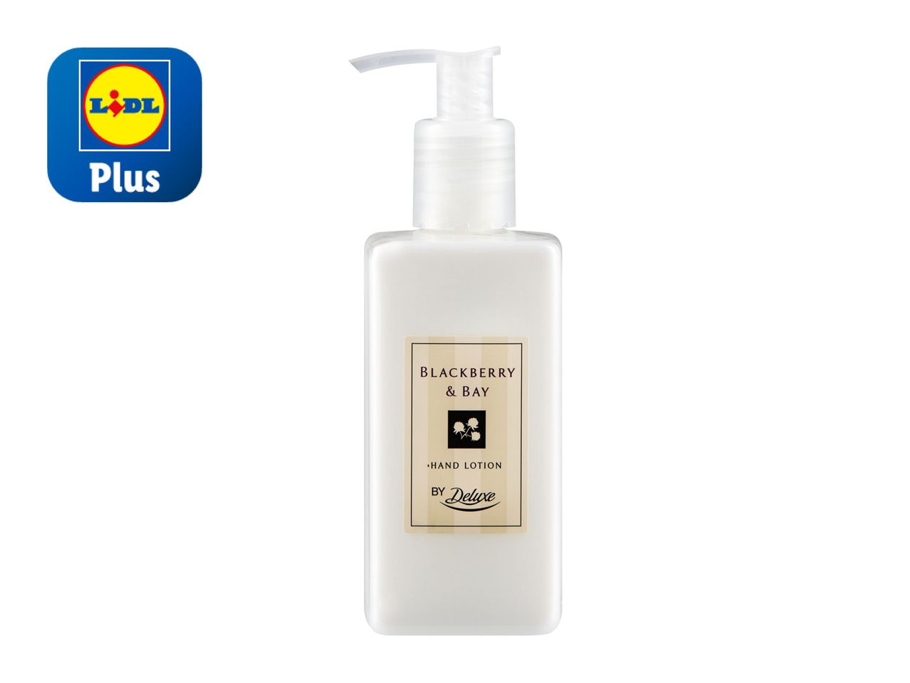 Aldi Plan hand lotion in a clear pump bottle.