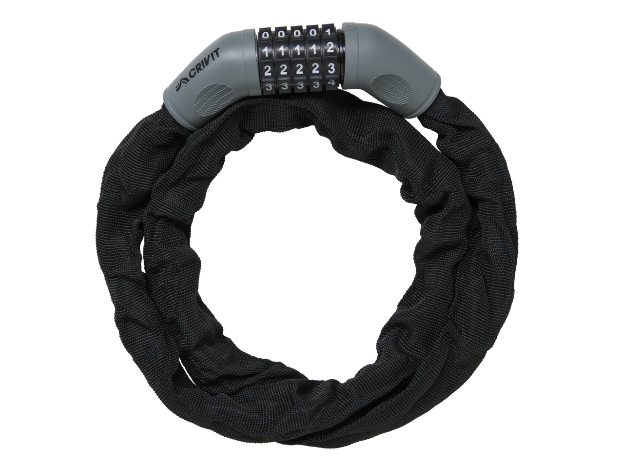 CRIVIT verižna ključavnica za kolo s kombinacijo, črna tekstilna prevleka