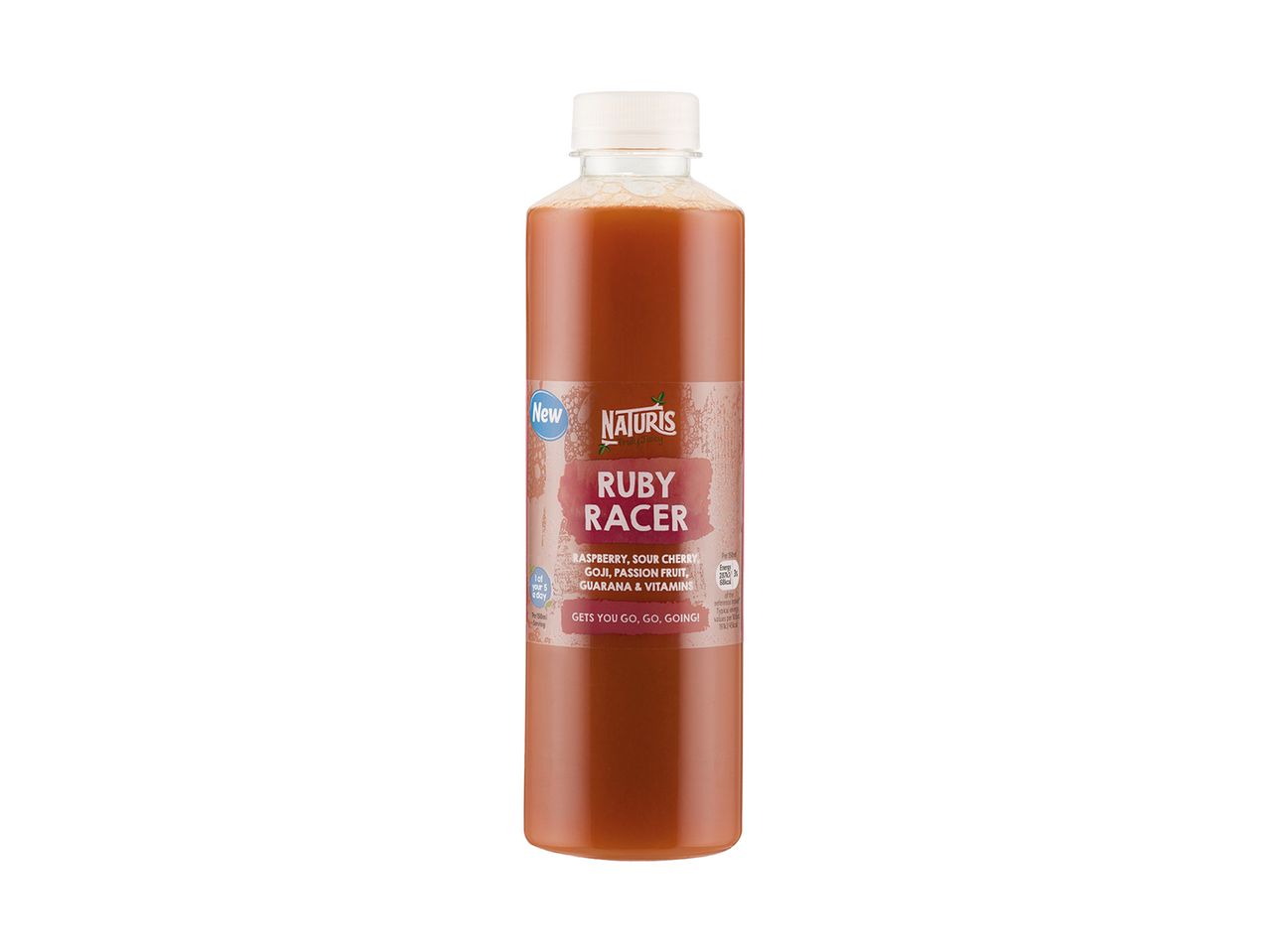 Naturis Ruby Racer juice bottle: raspberry, cherry & guarana.