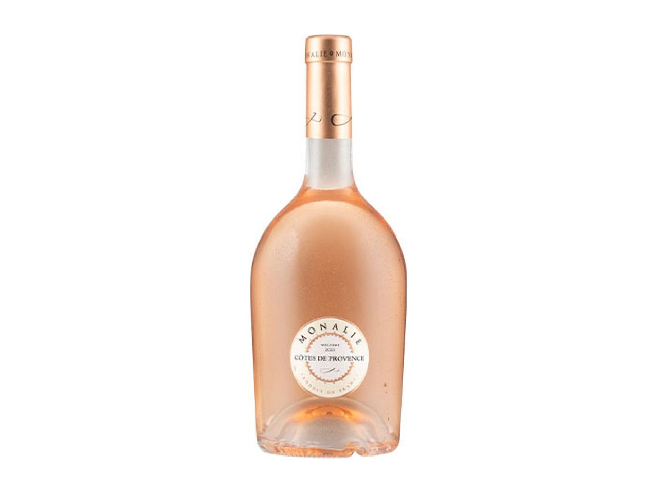 A bottle of rosé wine with a white label that reads 'CÔTES DE PROVENCE'
