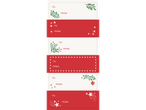 Christmas gift tags with various festive designs like holly, stars, and ornaments