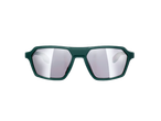 Óculos de sol verdes com lentes espelhadas.