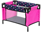 LUPILU® rožinė lėlių lovelė su tinklelio šonais ir žvaigždžių raštu