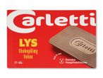 Rød pakke med lyse chokoladepålæg og teksten 'LYS Chokopålæg Vekao'.