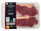 Pack of two Irish Angus striploin steaks, matured for 32 days, weighing 454g.