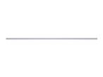 A single, long, thin silver metal strip on a white background.