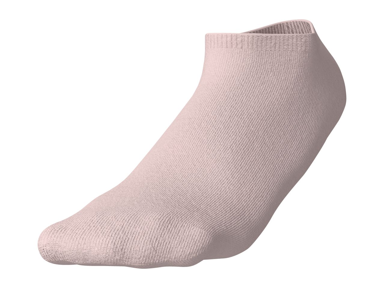 Single light pink ankle sock with a ribbed texture, isolated on a white background.