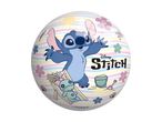 Beach ball with Stitch, Scrump, sand bucket, shovel, sun, flowers, and seashells.