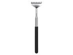 Telescopic back scratcher with a metal head and black handle.