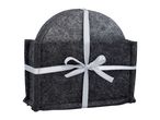 Set of grey felt coasters in a matching holder, tied with a white ribbon