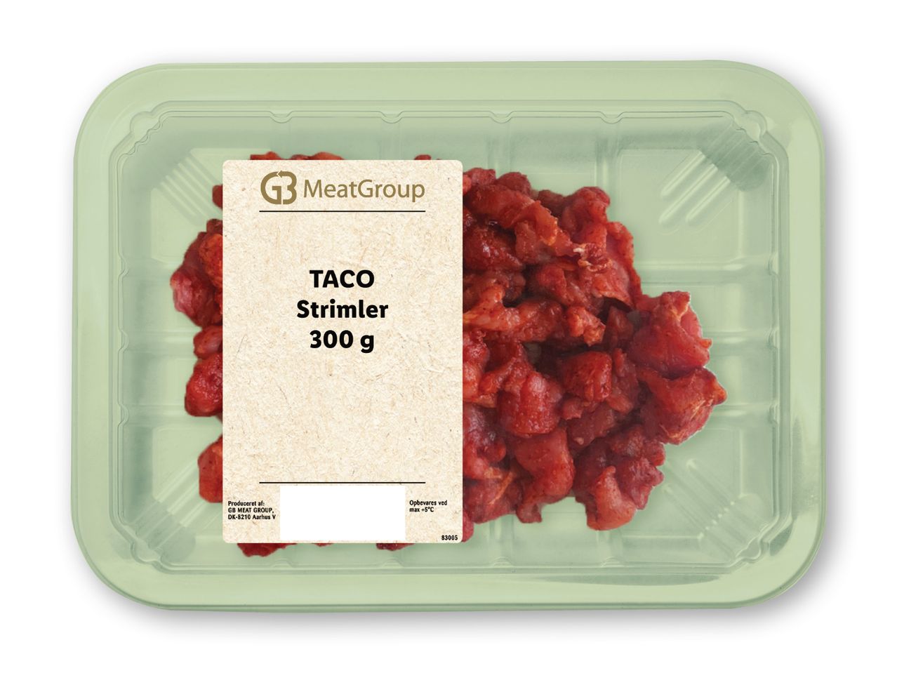 200g hakket oksekød fra Rema 1000, klar til taco.