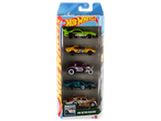 A 5-pack of toy cars in a clear package, featuring various retro racer models.