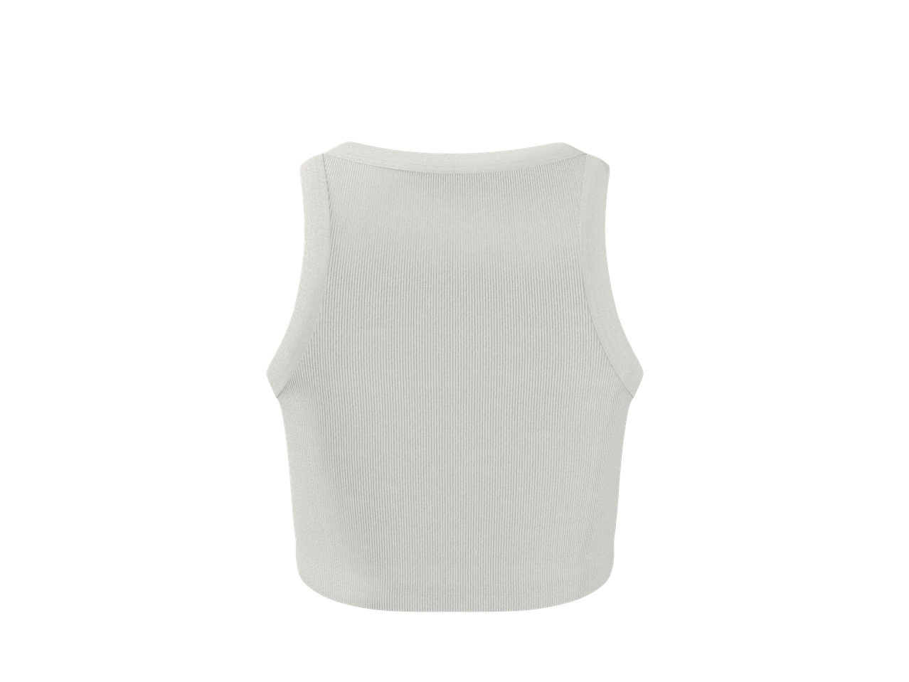 Crop top canelado Esmara em branco, vista traseira.