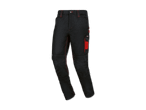 Schwarze Arbeitshose mit roten Akzenten und praktischen Taschen.