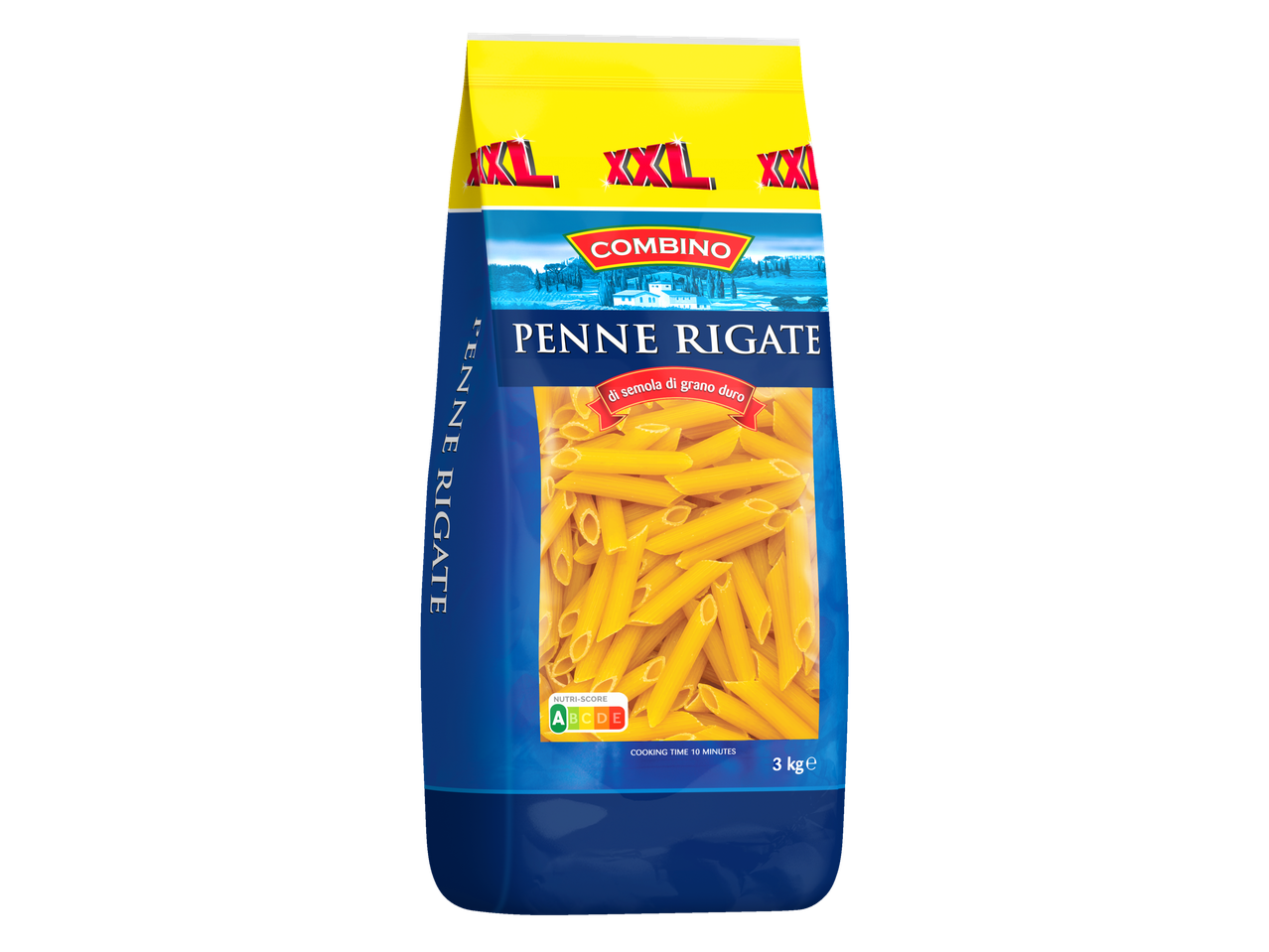 Pâtes Combino XXL Penne Rigate, sac de 3 kg.