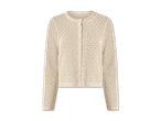 Beigefarbene Strickjacke mit Lochmuster und Knopfleiste