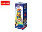Colorful wooden block tower game featuring popular cartoon characters, promoting logical thinking skills.