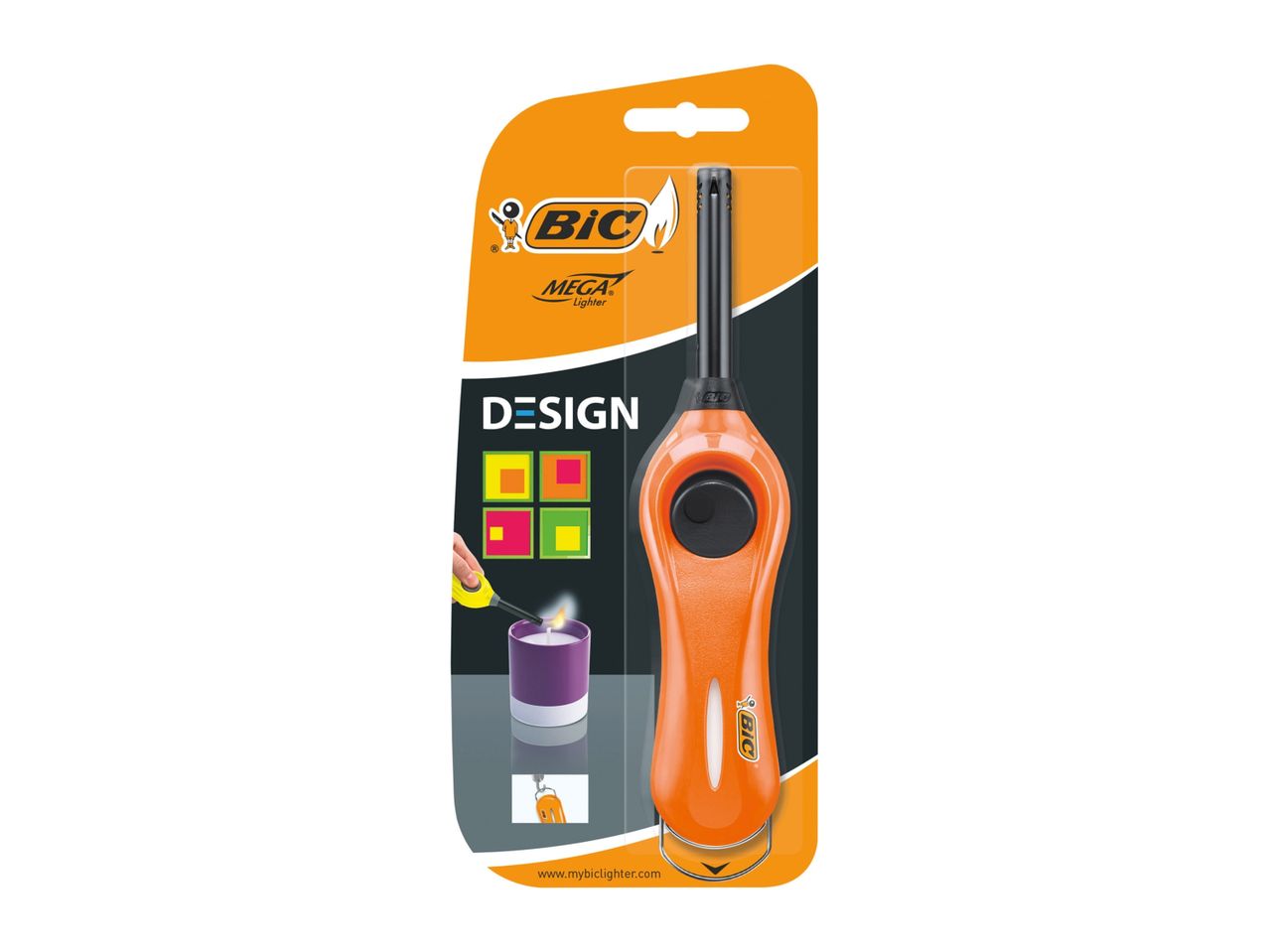 BIC Mega lighter, orange, for candles.