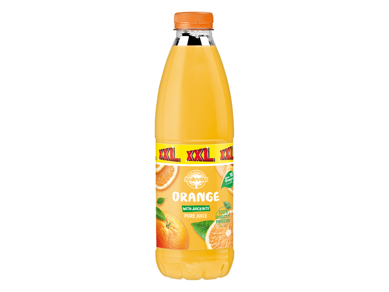 Solevita XXL orange juice: pure juice with pulp.