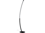 En svart, böjd golvlampa med integrerad LED-belysning.